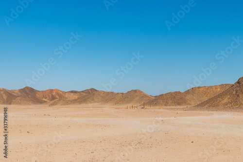 View of Arabian desert and mountain range Red Sea Hills in Egypt © olyasolodenko