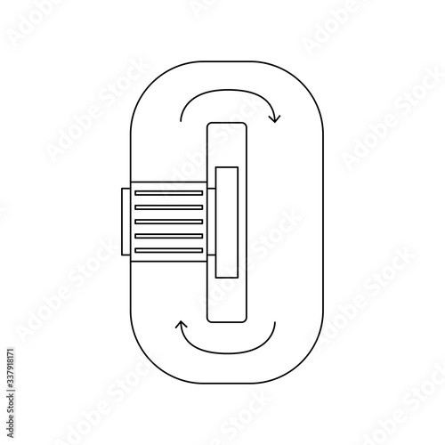 Vector illustration. Thin line icon of hollander beater for papermaking. Related for logo, instruction, handmade paper workshop. Orackle Little Critter machine for break down fiber. Linear symbols set photo