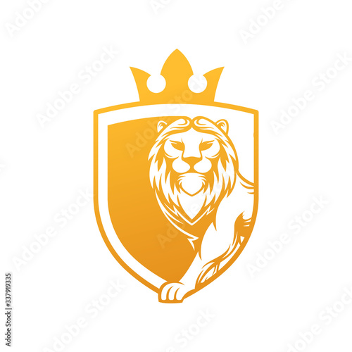 Lion Logo Vector Design Illustrator. Vintage Luxury Lion Head Logo Design Template. Abstract Lion Shield Logo Vector Design