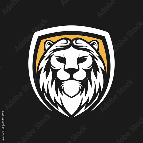 Lion Logo Vector Design Illustrator. Vintage Luxury Lion Head Logo Design Template. Abstract Lion Shield Logo Vector Design