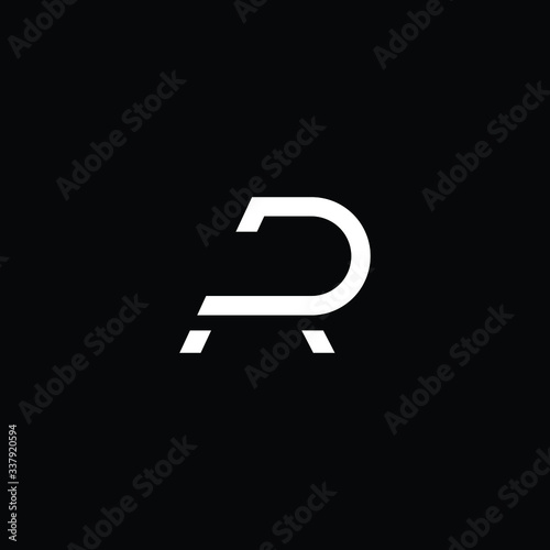 Minimal elegant monogram art logo. Outstanding professional trendy awesome artistic AP PA AR RA initial based Alphabet icon logo. Premium Business logo White color on black background