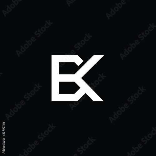 Minimal elegant monogram art logo. Outstanding professional trendy awesome artistic BK KB initial based Alphabet icon logo. Premium Business logo White color on black background