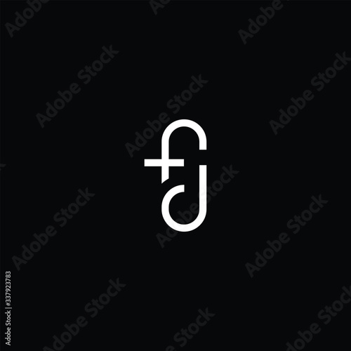 Minimal elegant monogram art logo. Outstanding professional trendy awesome artistic FJ JF initial based Alphabet icon logo. Premium Business logo White color on black background