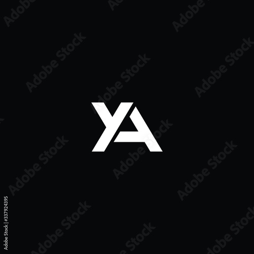 Minimal elegant monogram art logo. Outstanding professional trendy awesome artistic YA AY initial based Alphabet icon logo. Premium Business logo White color on black background