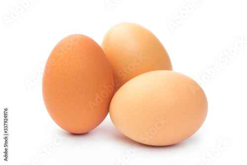 farm brown chicken eggs on a white background