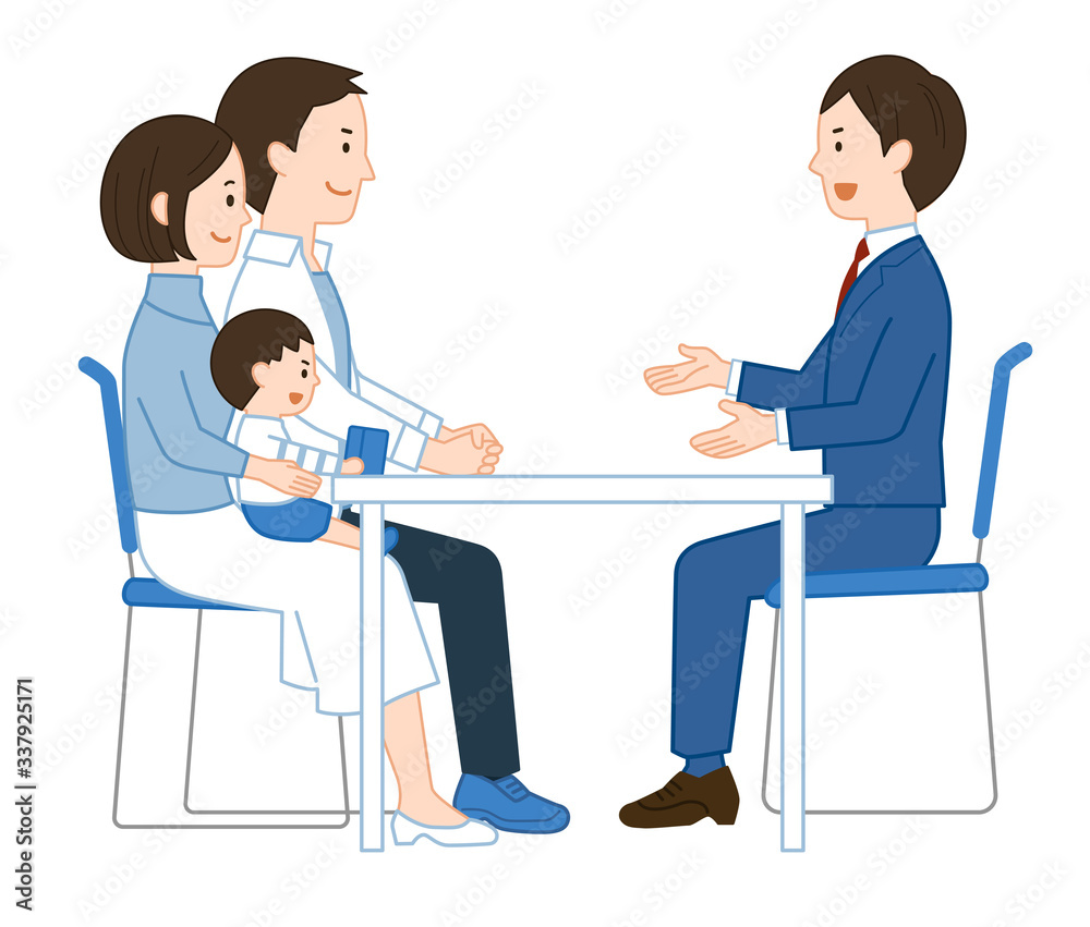 話を聞く家族 話を聞く家族