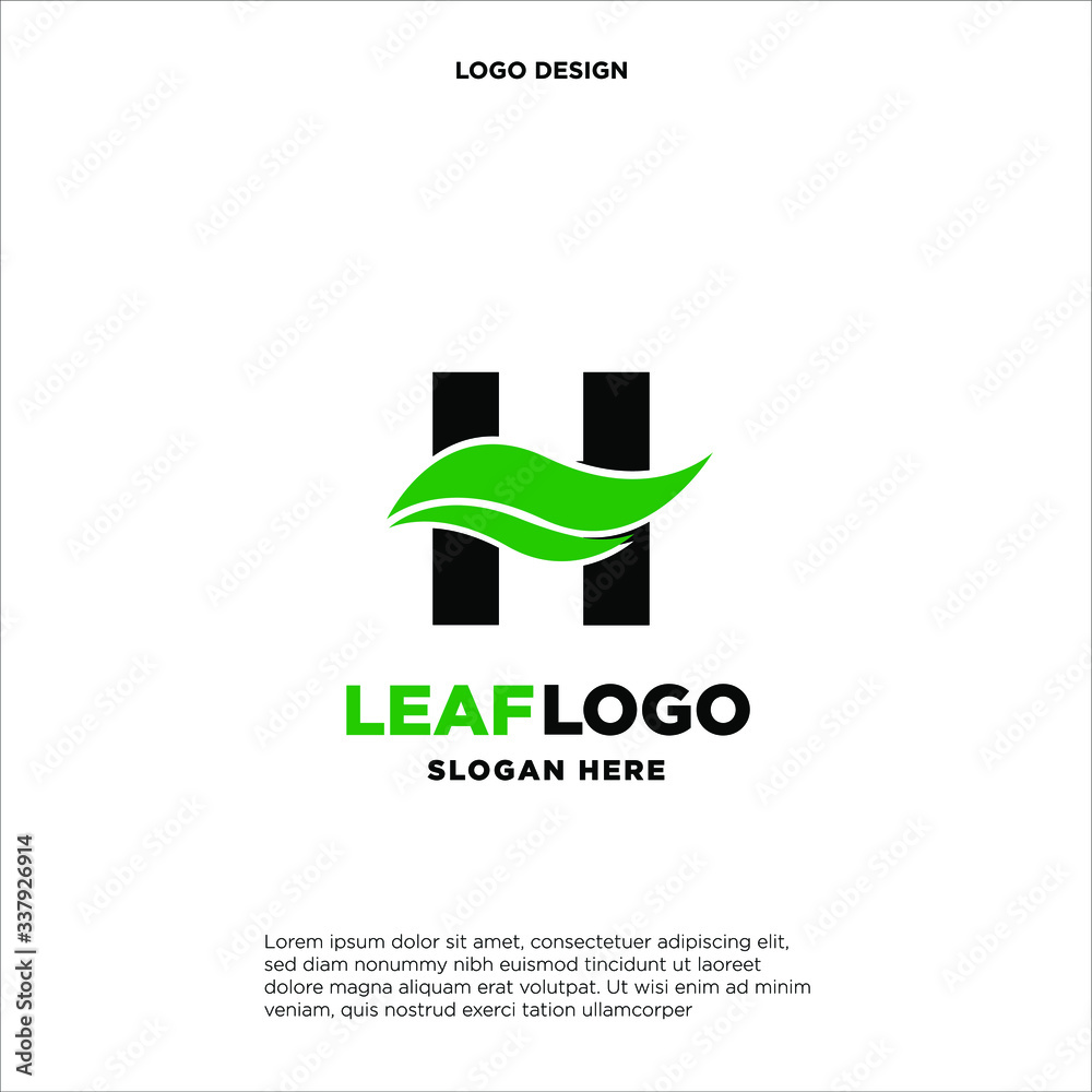 Initial Letter H With Leaf Logo Initial Letter H With Leaf Logo