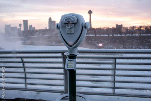 Frozen Binoculars at Niagara Falls state park New York photo