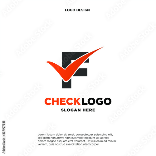 Letter F Check logo designs concept vector, Initial Checklist logo icon