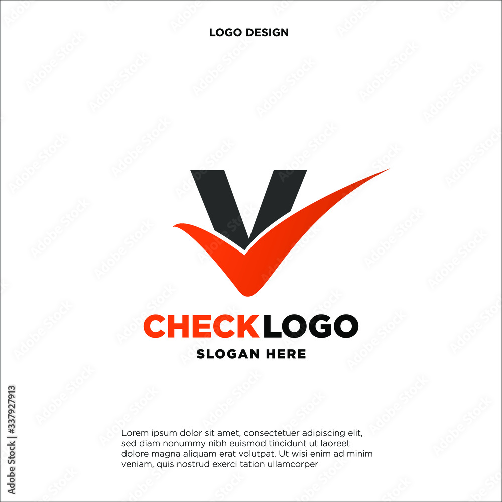 Letter V Check logo designs concept vector, Initial Checklist logo icon Letter V Check logo designs concept vector, Initial Checklist logo icon