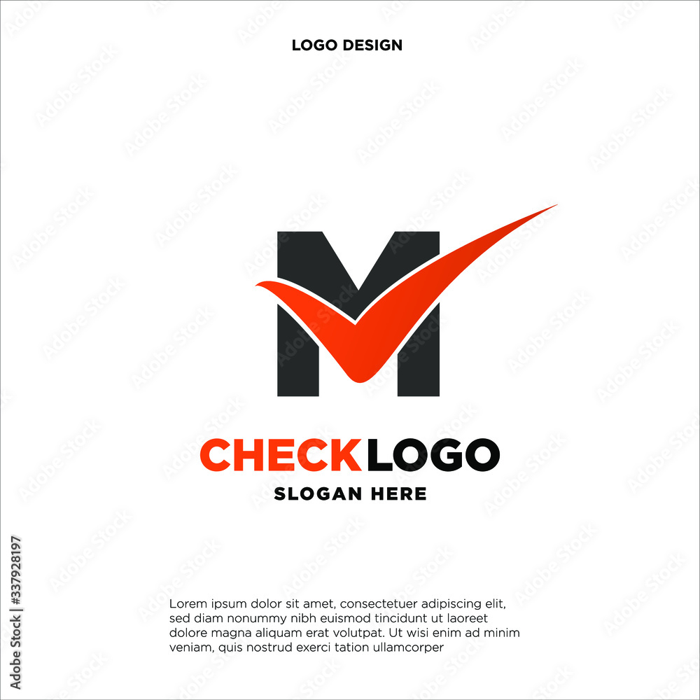 Letter M Check logo designs concept vector, Initial Checklist logo icon Letter M Check logo designs concept vector, Initial Checklist logo icon