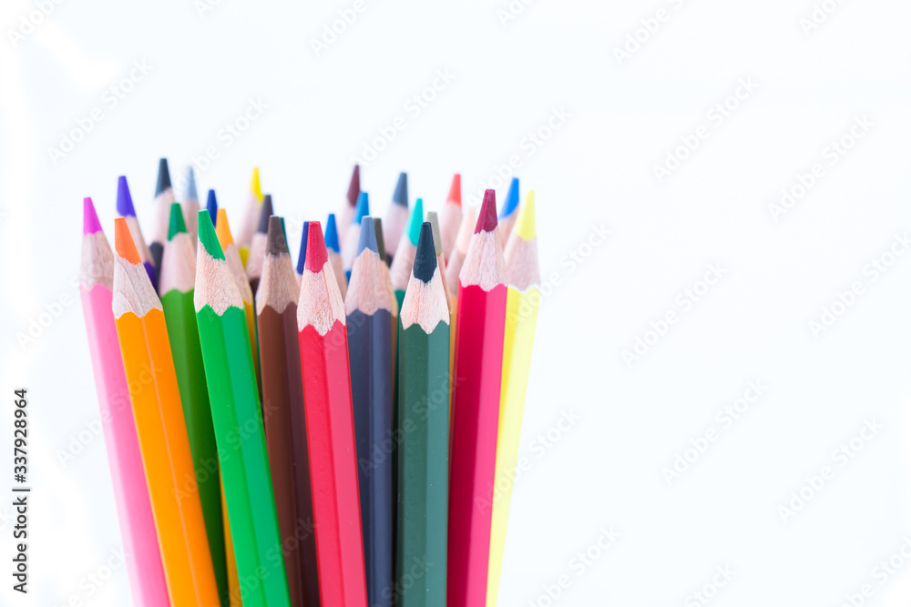 Education concept with Colour pencils isolated on white background. crayon or pastel for drawing. Education concept with Colour pencils isolated on white background. crayon or pastel for drawing.