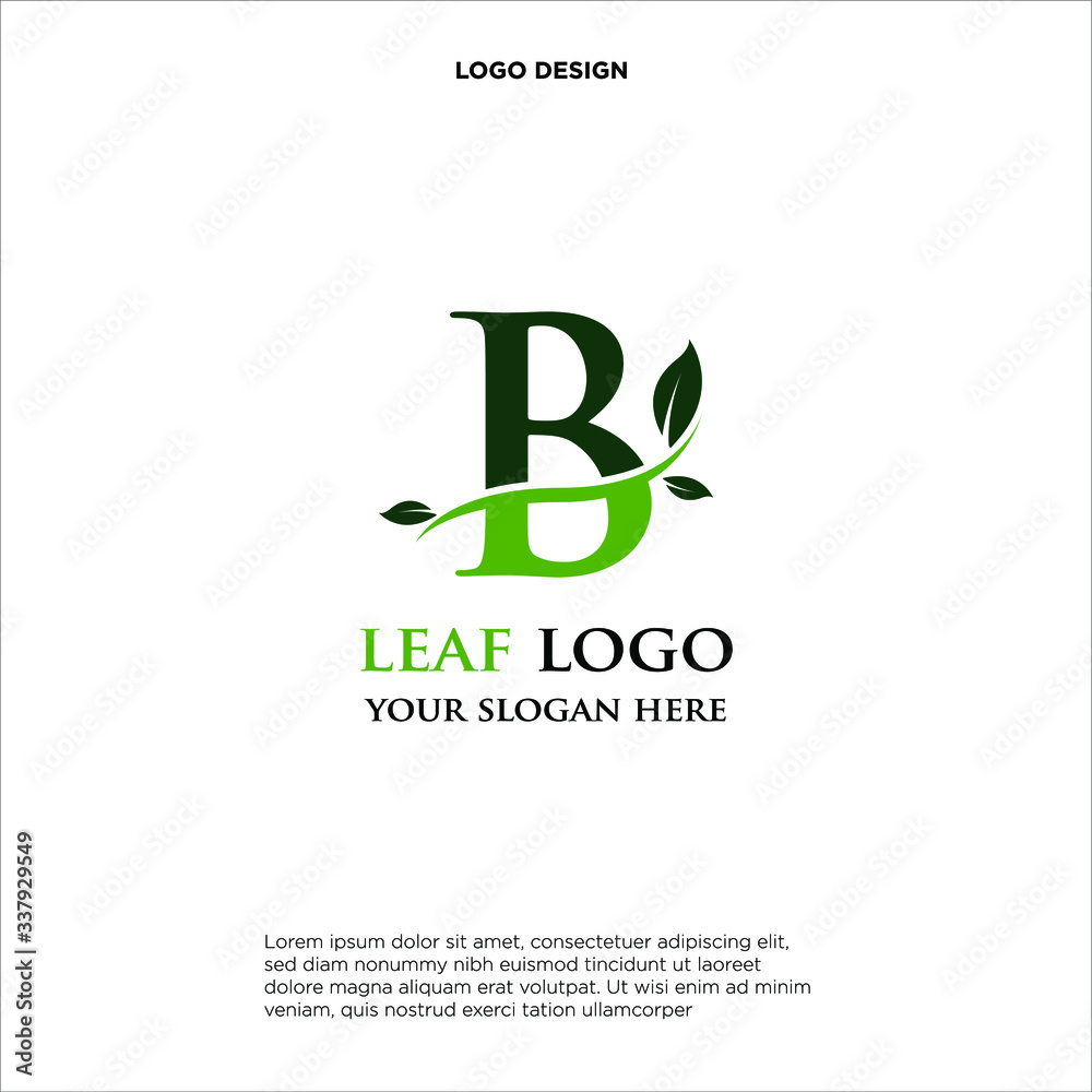 Initial Letter B With Leaf Logo Initial Letter B With Leaf Logo
