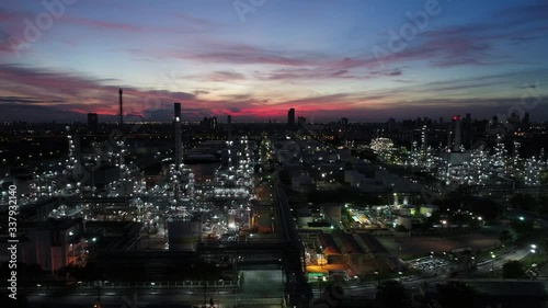 Oil and gas industry - refinery factory - petrochemical plant at sunset