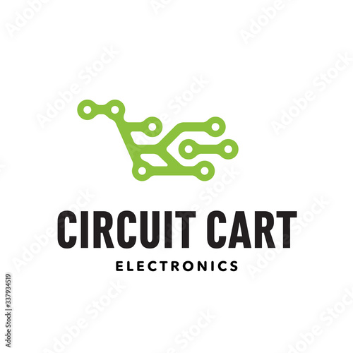 Circuit Cart Original Graphic Iconic Logo Design for hardware computer parts store, device electronics store, phone repair store, gadget online website, technological exhibition etc.  