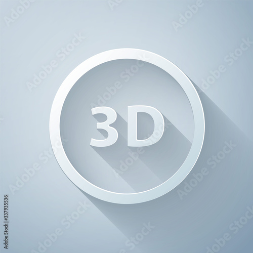 Paper cut 3D word icon isolated on grey background. Paper art style. Vector Illustration