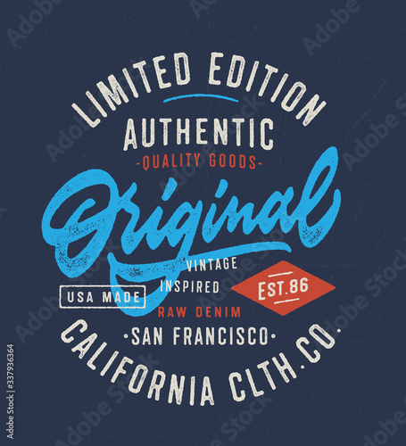 Original Vintage Textured Hand Lettered T Shirt Graphics. Typography Apparel Fashion Design. Vector Typographic Badge.