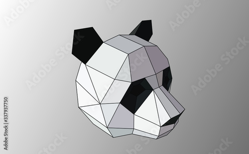 polygonal black and white abstract panda vector illustration. Web design page icon element.