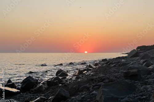 Sunset on the beach in summer