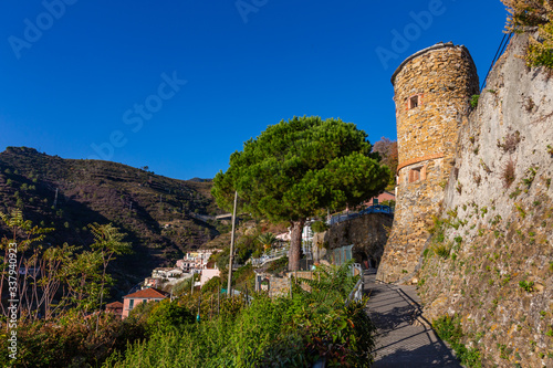 Cinque Terre coast and small towns with vibrant colorful houses in La Spezia, Italy