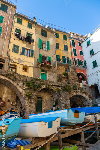 Cinque Terre coast and small towns with vibrant colorful houses in La Spezia, Italy