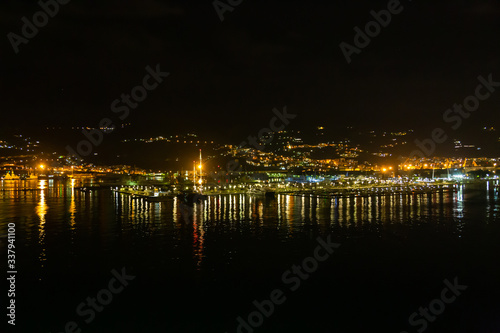 Night view of the port and city of La Spezia in Italy