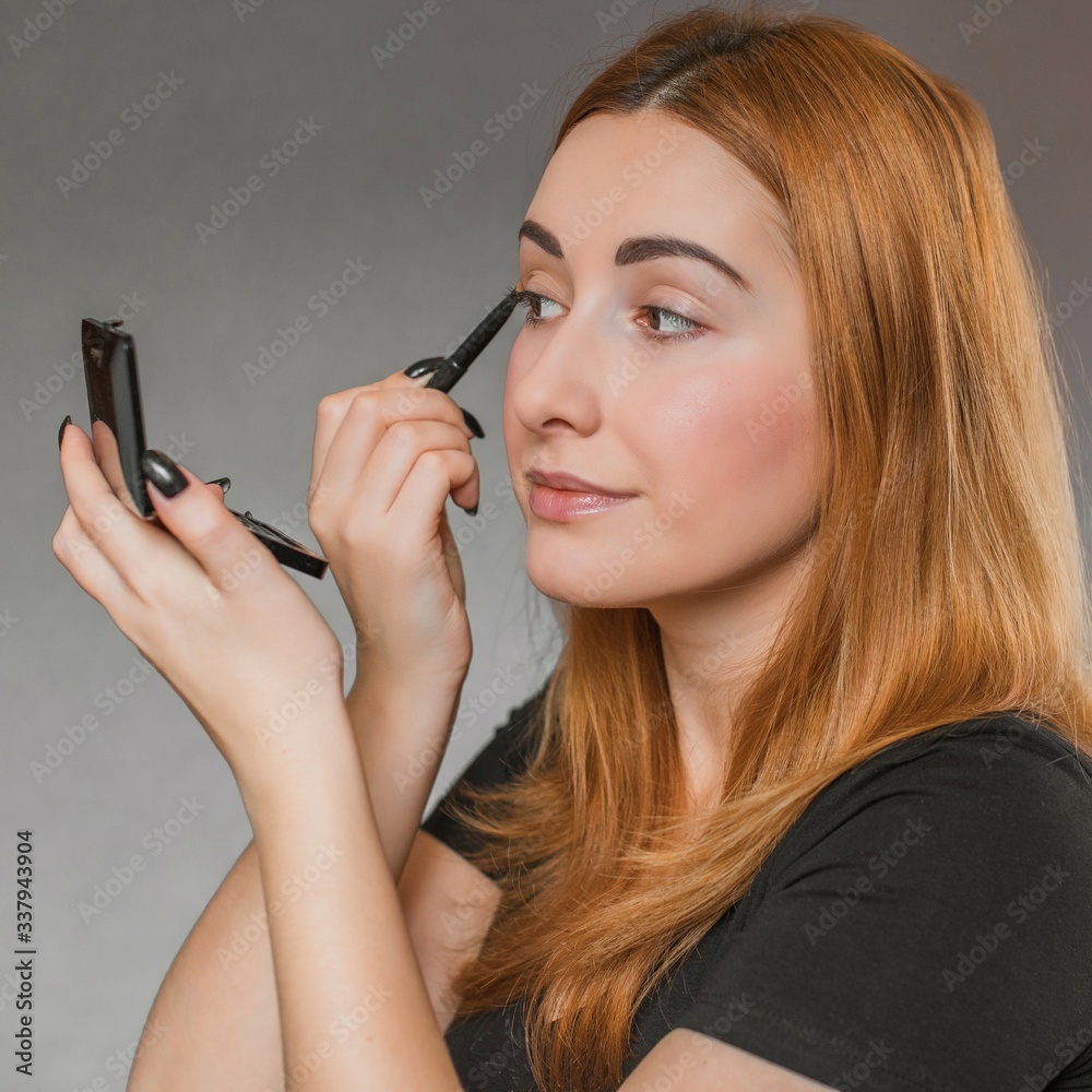 Concept of skin care at home, eyeshadow make up Concept of skin care at home, eyeshadow make up