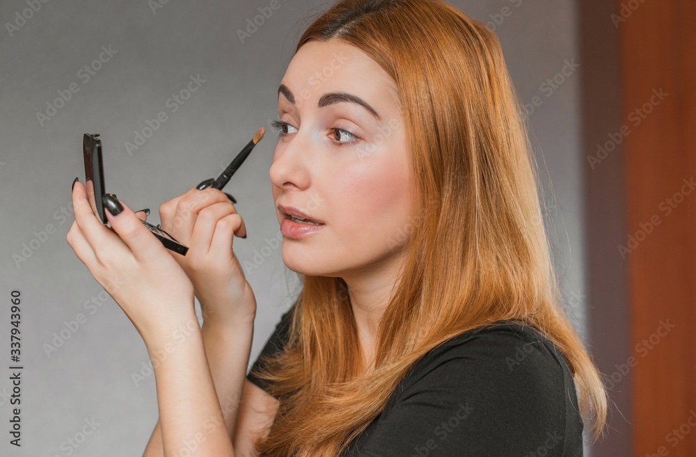 Concept of skin care at home, eyeshadow make up Concept of skin care at home, eyeshadow make up