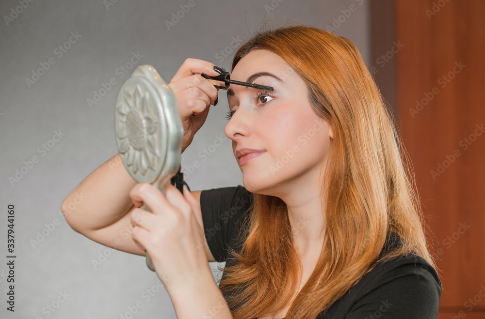Concept of skin care at home, eyeshadow make up Concept of skin care at home, eyeshadow make up
