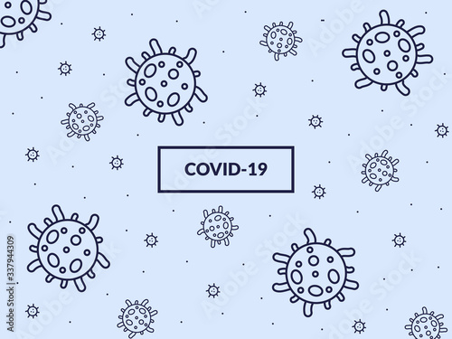 virus or bacteria bakground pattern with blue background and with spreading icons