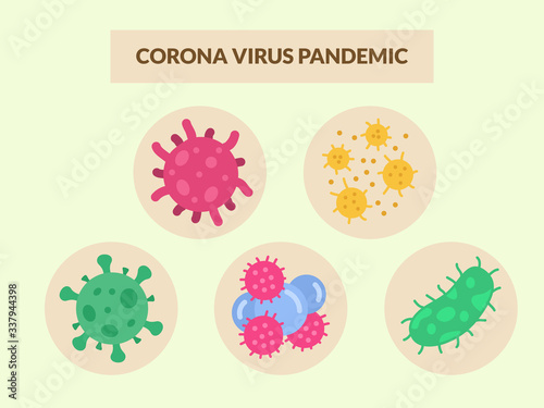 various virus set collection with modern flat style illustration
