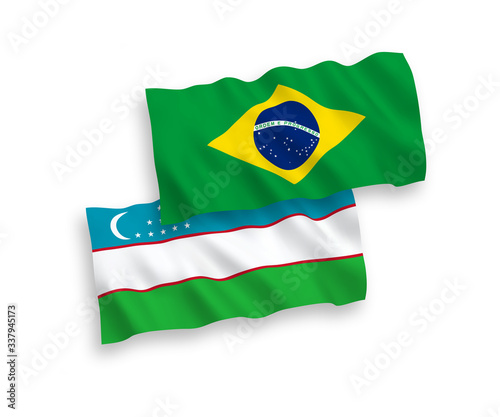 Flags of Brazil and Uzbekistan on a white background