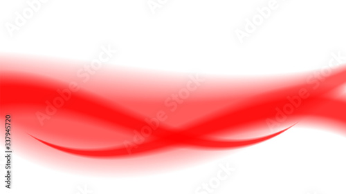 red soft wave shape graphic on white background, abstract red graphic smooth shape for banner copy space, blurred gradient red wavy swirl soft effect, beautiful red white wave curve for backdrop