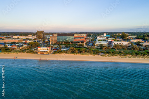 South East Water head office building on the Frankston foreshore - aerial view at sunset in Melbourne, Australia © Greg Brave
