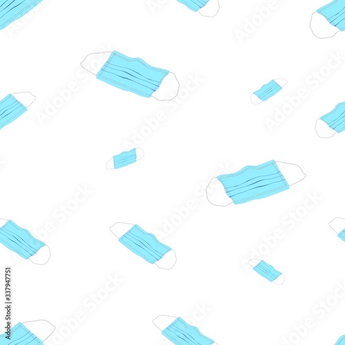 Vector seamless pattern. Blue medical masks.