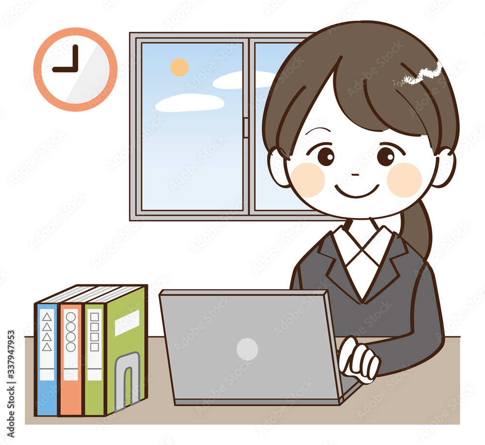 女性、事務、午前中