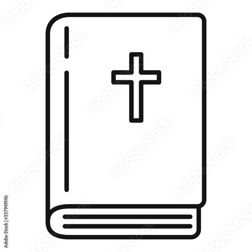 Bible book icon. Outline bible book vector icon for web design isolated on white background