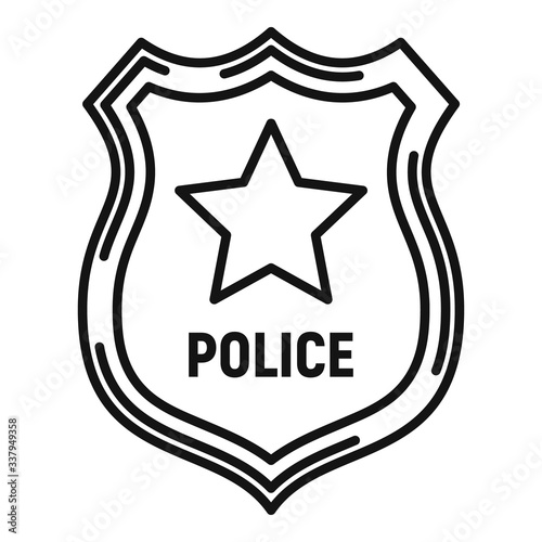 Police badge icon. Outline police badge vector icon for web design isolated on white background