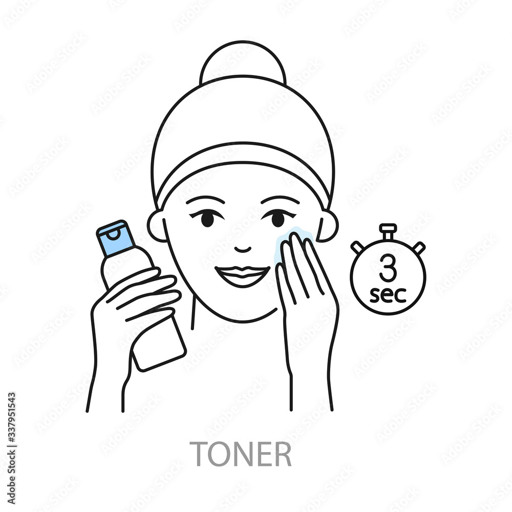 Applying toner vector icons korean skin care Stock Vector | Adobe Stock