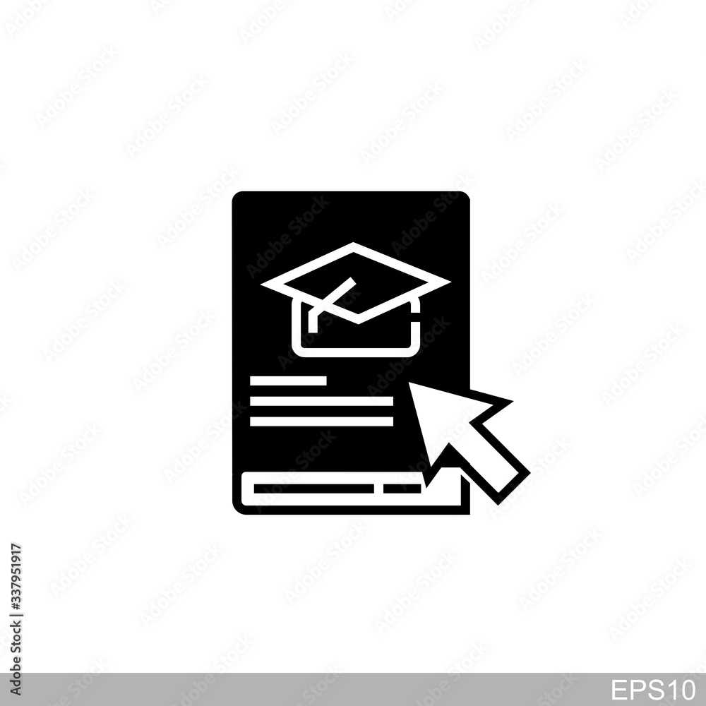 internet education concept,distant online courses, e-learning resources.book icon with a picture of a toge hat and cursor.vector design
internet education concept,distant online courses, e-learning resources.book icon with a picture of a toge hat and cursor.vector design