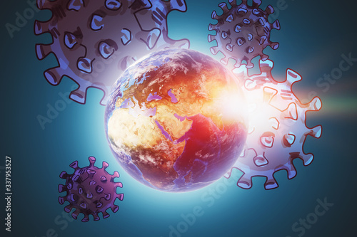 Coronavirus pandemia sketch and planet Earth