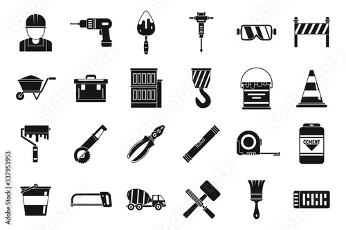 Safety building reconstruction icons set. Simple set of safety building reconstruction vector icons for web design on white background