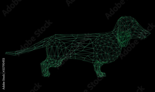 Wireframe polygonal dachshund