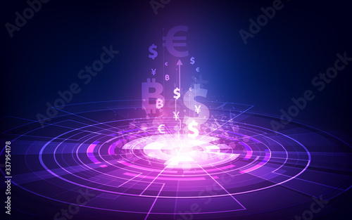 Money transfer. Global Currency. Stock Exchange. Stock vector illustration.