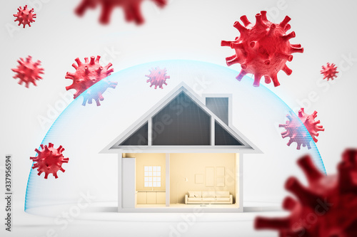 House protected from coronavirus stay home concept