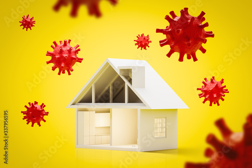 House and coronavirus, stay home concept