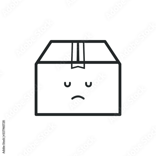Sad delivery box border icon on a white background. Emotions. 