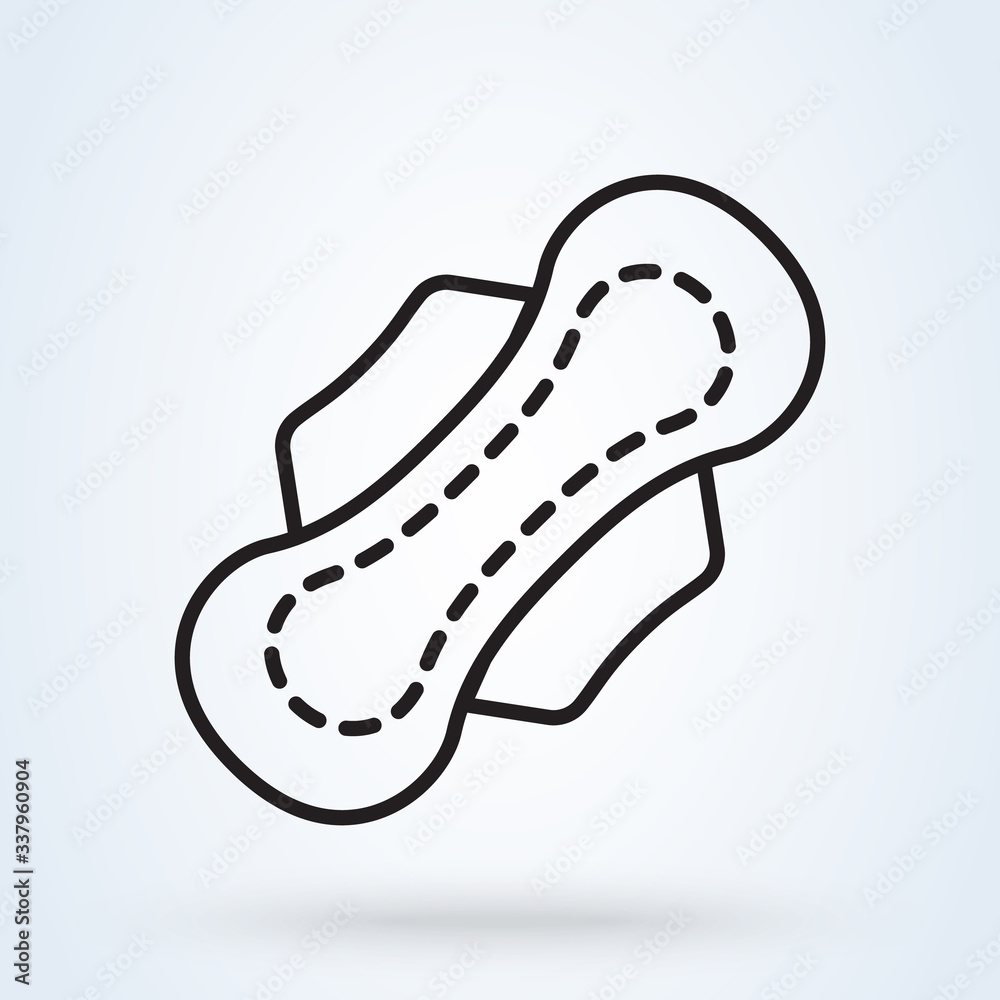 Women hygiene pad. Sanitary napkin element in Line art. illustration Personal hygiene Linear style Women hygiene pad. Sanitary napkin element in Line art. illustration Personal hygiene Linear style