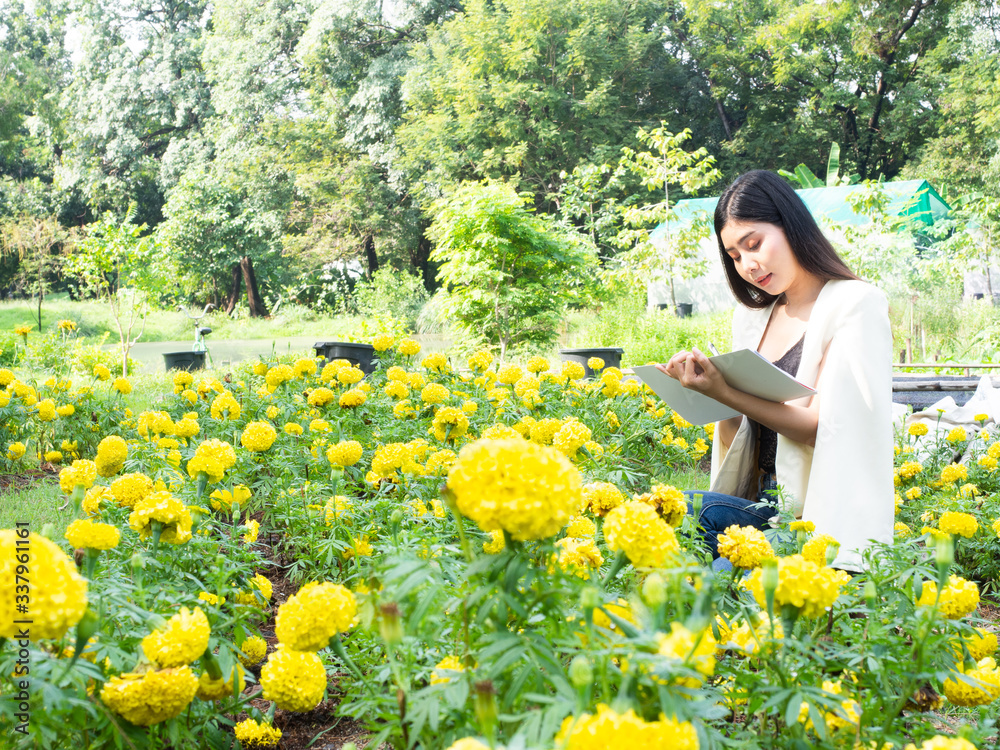 asia business woman farmer smily in garden asia business woman farmer smily in garden