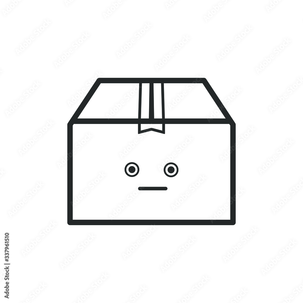 Surprised delivery box border icon on a white background. Emotions. 
